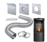 Tubo de ventilación para estufa de pellets: tubo de ventilación resistente al calor, conexión de corriente de aire duradera, canal de chimenea robusto, kit de entrada de aire para una ventilación