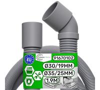 Tubo Desague de Lavavajillas 1,9 m Ø 30/19 x Ø 35/25 mm 91670102 para Candy