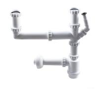 Tubo Desagüe Fregadero Doble PP 40mm Antiolores | Doble compartimento, para lavado eficiente, material PP grueso, diámetro 40mm, bloqueo gases