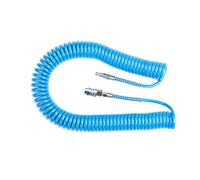 Tubo en espiral para aire comprimido de PU poliuretano Ø 5 x 8 mm con empalmes de conexión rápida universal. Con terminales de 10 x 30 cm. 100% fabricado en Italia (7,5 m)
