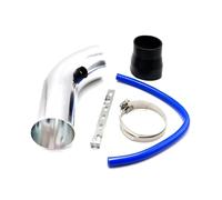 Tubo Entrada Filtro Admisión Aire Kit Tubería Admisión Aire Universal Aluminio Automóvil 3 Pulgadas 76Mm Admisión Aire Frío Kit Tubo Conducto Filtro Aire(Silver)
