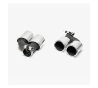 Tubo Escape 1 Par De Boquillas De Silenciador De Tubo De Escape Trasero De Acero Inoxidable Dobles para A4 A5 A6 A7 hasta S4 S5 S6 S7 Silenciador Escape Coche(Plata)