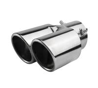 Tubo Escape 1 Pieza De Punta De Escape Universal De Doble Salida para Coche De Acero Inoxidable Silenciador De Cola Tubo Doble Turbocompresor Coche(Plata)
