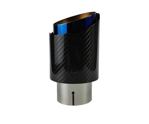 Tubo Escape 1 Pieza Universal Garganta Trasera Coche Acero Inoxidable Chapado En Azul Sarga Brillante Silenciador Punta Para Boquilla Escape Fibra Carbono Silenciador(51mm-76mm)