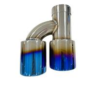 Tubo Escape Acero Inoxidable Galvanizado Azul Modificado Forma H 4 Salidas Silenciador Gran Calibre Tubo Escape Punta Escape Automóvil(Right 63mm-101mm)