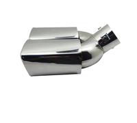 Tubo Escape Coche 1 Boquilla De Escape Universal Doble Salida Silenciador Trasero Acero Inoxidable Boca Cuadrada 60 Mm(Silver Curved)