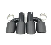 Tubo escape coche 1 Par De Punta De Escape Universal De Acero Inoxidable Negro Con Aspecto De Carbono Doble Y Tubo De Escape De Doble Extremo Modelo H Mate Punta de silenciador(ID 67mm-OD 89mm)