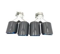 Tubo Escape Coche 2 Piezas Punta Escape Brillante Doble Universal Tubo Escape Modificado Azul Cubierta Fibra Brillante Punta Silenciador(70 IN-114MM OUT)