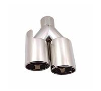Tubo Escape Coche Coche 1 Pieza De Punta Escape Doble Acero Inoxidable Cromado, Entrada 52 Mm, Salida 80, Silenciador Con Abrazadera(Plata)