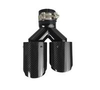 Tubo escape coche Silenciador De Escape Universal De Fibra De Carbono Para Coche Color Negro En Forma De Y Doble Salida De Sarga Brillante 1 Unidad Punta de silenciador(51mm-89mm-Right)