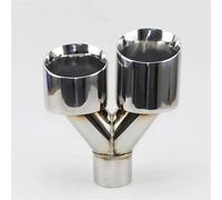 Tubo Escape Coche Tubo Escape Borde Recto Doble Salida Tipo Y Sin Marcado Acero Inoxidable Y Cara Brillante Para Automóviles(LEFT 51-101MM)