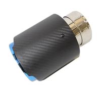 Tubo escape del coche Punta de escape de fibra de carbono mate para coche, universal, recta, de acero inoxidable, azul, varios tamaños Tubo silenciador escape(57 IN 76MM OUT)