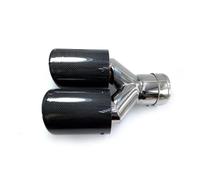 Tubo escape deportivo Modificación del silenciador del tubo de escape doble Universal de acero inoxidable con estilo fibra carbono brillante para coche Boquilla(ID 83mm-OD 114mm)