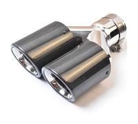Tubo Escape Fibra Carbono Brillante Doble Longitud Igual Universal Con Punta Silenciador Biselada Y Rizada Acero Inoxidable Para Civic Tubo Extremo Garganta Cola(51MM IN 76MM OUT)