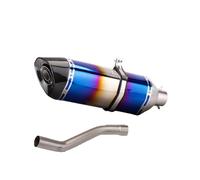 Tubo Escape Motocicleta Para ZX-10R 2016-2020 Sección Central Sin Tambor De Acero Inoxidable Cola Redonda 470 Sección De Cabeza Y Cola De Fibra De Carbono(Blue set)