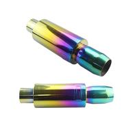 Tubo Escape Silenciador De Tubo De Escape Universal Para Motocicleta Y Coche, Salida De 51, 57 Y 63mm, 89mm, Boca Plana De Acero Inoxidable Silenciador(011-Colorful-63MM)
