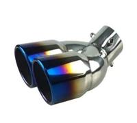 Tubo Escape Silenciador tubo escape trasero doble cañón universal coche, entrada acero inoxidable, accesorios para coche Adaptador Tubo Escape(A Blue)