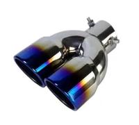 Tubo Escape Silenciador tubo escape trasero doble cañón universal coche, entrada acero inoxidable, accesorios para coche Adaptador Tubo Escape(B Blue)