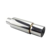 Tubo Escape Silenciador Universal Acero Inoxidable Motocicleta Coche Tubo Escape Con Identificación 51MM 57MM 63MM Salida 90mm Sistemas Escape Con Estilo Punta Silenciador(SILVER 57MM)