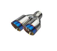 Tubo Escape Tubo De Escape Universal De 1 Pieza, Boquilla Azul De Acero Inoxidable, Decoración, Doble Salida, Piezas De Automóvil Silenciador(Left in51-out89mm)