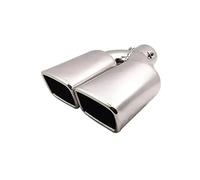 Tubo Extremo Garganta Cola Coche Punta Escape Universal Coche Boquilla Doble Salida Acero Inoxidable Boca Cuadrada Silenciador Tubo Escape Entrada 60 Mm(Silver Straight)