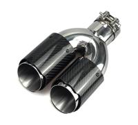 Tubo Extremo Tubo De Escape De Fibra De Carbono Universal De 76 Mm Con Doble Salida, Chapado En Azul, De Acero Inoxidable Silenciador Coche(Left inlet 70mm)