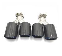 Tubo Extremo Un Par De Puntas Escape Universales Dobles Fibra Carbono Brillante Y Acero Inoxidable Azul Para E90 E46 Tubo Escape Coche(80MM IN-101MM OUT)