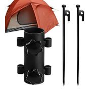 Tubo fijo para barra de toldo, soporte de barra de toldo de acero ajustable a prueba de viento - Equipo de anclaje de tienda de campaña portátil al aire libre para picnic, camping i
