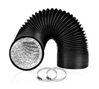 Tubo Flexible de Aluminio Ø125Mm Longitud 2.5m PVC para Conducto de Aire de Ventilación Sistemas con 2 Abrazaderas de Acero