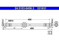 Tubo flexible de frenos ATE 24.5103-0456.3 para CLASE V (W447) 2 2019-