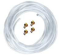 Tubo Flexible de PVC 4mm x 6mm, Tubo de Transparente 10m con 4 Abrazaderas de Manguera para Manguera de Agua Manguera de Aire Manguera de Gasolina