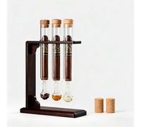 Tubo infusor de Puros de Vidrio con Base de Madera, Soporte para aromaterapia Que realza el Sabor para humidor, Regalo para Aficionados al Whisky y los Puros.(3 Tubes)