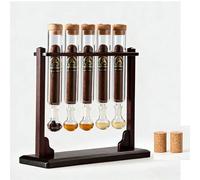 Tubo infusor de Puros de Vidrio con Base de Madera, Soporte para aromaterapia Que realza el Sabor para humidor, Regalo para Aficionados al Whisky y los Puros.(5 Tubes)