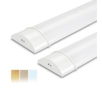 Tubo LED de 120 cm (paquete de 2), lámpara para sótano 34 W 3750 LM 3CCT (3000 K/4000 K/6500 K), carcasa integrada, protegida contra el polvo, lámpara LED para oficina, almacén, garaje, talleres