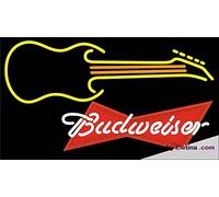 Tubo LED de neón Budweiser rojo guitarra amarillo naranja hecho a mano letrero de neón lámpara de neón para decoración de pared PVC 14 x 17 pulgadas
