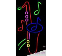 Tubo LED de neón con saxofón amarillo, multicolor, nota musical, hecha a mano, letrero de neón para decoración de pared, PVC, 14 x 17 pulgadas