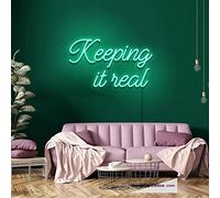 Tubo LED de neón con texto en inglés «Keeping It Real Light», hecho a mano, para decoración de pared, PVC, 14 x 17 pulgadas