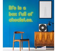 Tubo LED de neón Life Is A Box Full Of Chocolates, lámpara hecha a mano, letreros de neón para decoración de pared, PVC, 14 x 17 pulgadas