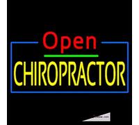 Tubo LED de neón rojo abierto amarillo quiropráctico borde azul hecho a mano letrero de neón para decoración de pared PVC 14 x 17 pulgadas