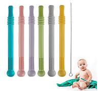 Tubo mordedor hueco para masticar, juguete sensorial para niños pequeños, tubos de silicona, juguetes de dentición para bebés de 3 a 12 meses, 0 a 36 meses, regalos de aprendizaje, juguetes de