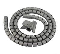 Tubo organizador de cables flexible en espiral de 1 5 m y 8 mm para uso doméstico para evitar enredos de cables y daños en dispositivos electrónicos (gris, 8 mm, 5 pies + clip)