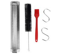 Tubo para ahumar de 12 pulgadas de acero inoxidable para barbacoa, caja para ahumar, fruta y madera, herramientas para barbacoa con gancho para cepillo