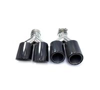 Tubo Punta Silenciador Escape 2 Piezas Puntas Escape Dobles Tipo Coche Universales Fibra Carbono Brillante Inoxidable Con Doble Salida Silenciador ColaEscape Coche(63mm in-101mm out)