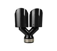 Tubo Punta Silenciador Escape Silenciador Escape Universal Fibra Carbono Para Coche Longitud Idéntica Doble Salida Sarga Negra Brillante 1 Unidad(51mm-89mm)