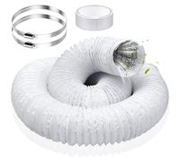 Tubo Secadora Universal Ø 125mm Tubo de Aluminio de PVC Tubo Flexible Salida de Aire Longitud 3m Tubo Aire Acondicionado Portatil con 2 Abrazaderas de Acero para Secadora, Climatización (125mm)