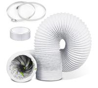 Tubo Secadora Universal Ø 150mm Tubo de Aluminio de PVC Tubo Flexible Salida de Aire Longitud 3m Tubo Aire Acondicionado Portatil con 2 Abrazaderas de Acero para Secadora, Climatización (150mm)
