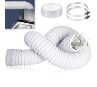 Tubo Secadora Universal Ø 75 Tubo de Aluminio de PVC Tubo Flexible Salida de Aire Longitud 3m Tubo Aire Acondicionado Portatil con 2 Abrazaderas de Acero para Secadora, Climatización (75mm)