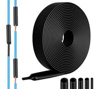 Tubo termorretráctil 3:1, 19,1 mm x 3 m, aislamiento negro, impermeable, envoltura retráctil para reparación, protección y agrupación de cables