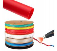 Tubo termorretráctil rojo, 22 mm, autoextinguible, relación de contracción 2:1, aislamiento, resistente a los rayos UV, resistente al agua, máx. 1000 V, -30 hasta 125 °C, protección de cables