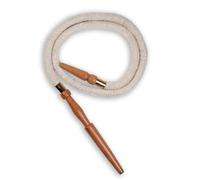 Tubo Tradicional para Cachimba Al Sultan 170 cm | Revestimiento de Gamuza Blanca, Boquilla de Madera, Diseño Artesanal